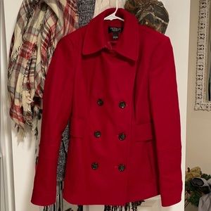 Red pea coat